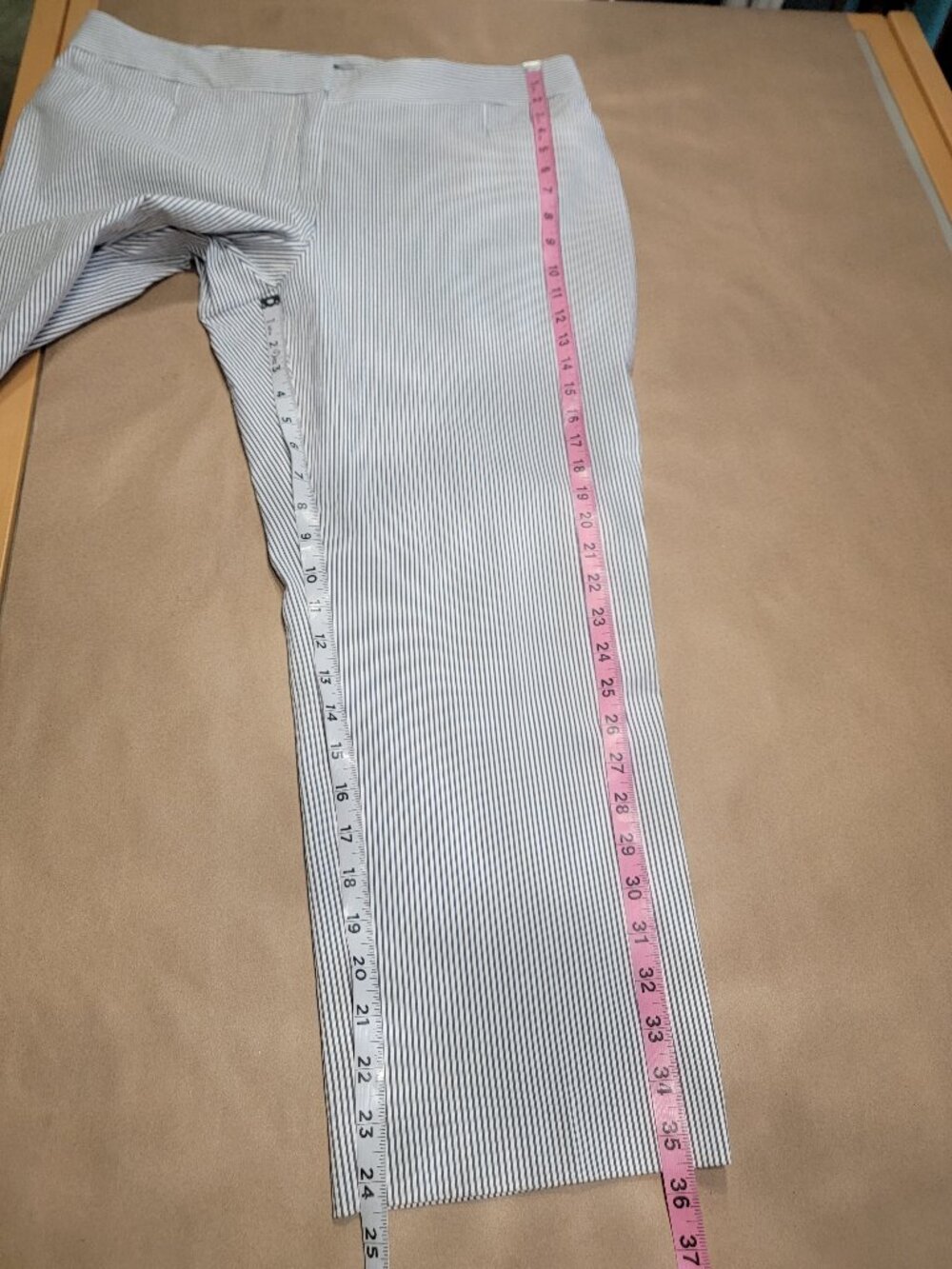Ann Taylor Size 14 Blue & White Striped Seersucker Pants, Like New Condition - Picture 9 of 13